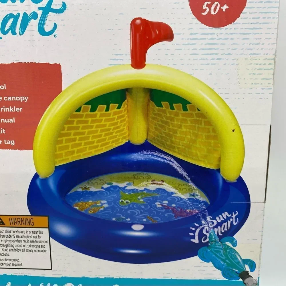 Sun Smart Spray N Play Sandcastle Pool & Turtle Sprinkler For Toddlers NEW